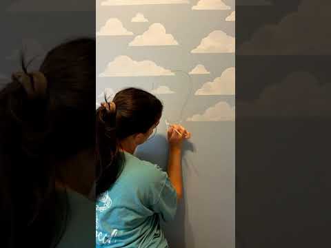 DIY Nursery wall! Stencil your walls into a dream in the sky