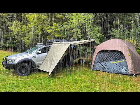 CAMPING in Rain STORM - Perfect Car Tent