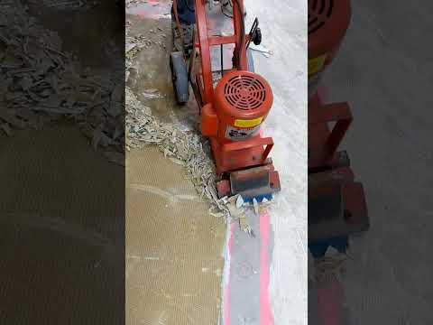 Using a Crain Bearcat #700 Floor Stripper Machine to remove vct vinyl composite tile from cement